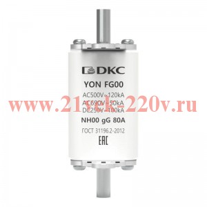 Предохранитель YON ножевого типа FG00 с одинарной индикацией 80А DKC 1FG00-0080