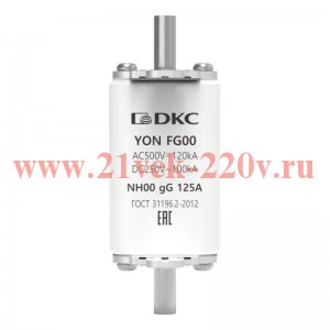 Предохранитель YON ножевого типа FG00 с одинарной индикацией 125А DKC 1FG00-0125