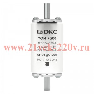 Предохранитель YON ножевого типа FG00 с одинарной индикацией 50А DKC 1FG00-0050