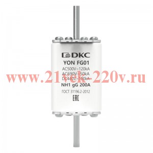 Предохранитель YON ножевого типа FG1 с одинарной индикацией 200А DKC 1FG01-0200