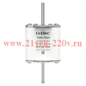 Предохранитель YON ножевого типа FG3 с одинарной индикацией 630А DKC 1FG03-0630