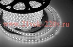 LED лента 220В, 10*7 мм, IP67, SMD 2835, 60 LED/m Белая, бухта 100 м