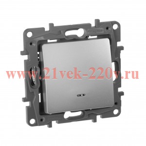 Выключатель с подсветкой Legrand Etika самозажимные клеммы алюминий