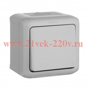Переключатель IP44 Legrand Quteo серый