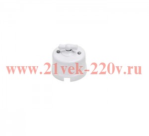 Переключатель 1-клавишный (поворотный) Лизетта, пластик белый Bironi B1-201-21