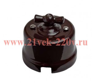 Выключатель 2-клавишный Лизетта, керамика коричневый Bironi B1-202-02