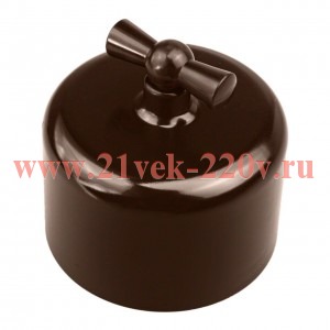 Выключатель 1-клавишный Ришелье, пластик коричневый Bironi R1-210-22
