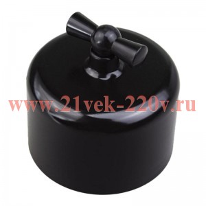 Переключатель 1-клавишный Ришелье, пластик черный Bironi R1-211-23
