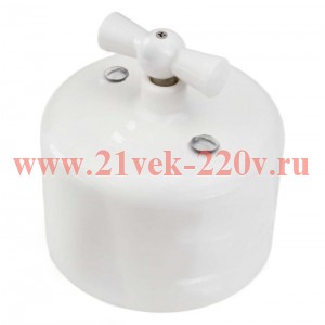 Переключатель 1-клавишный Ришелье, керамика белый Bironi R1-211-01
