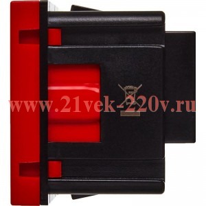 Розетка Daccord Metra45 2К+З со шторками винтовой зажим 2М, красная (аналог 077218 Mosaic)