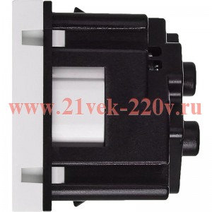 Розетка Daccord Metra45 2К+З 45° со шторками винтовой зажим 2М, белая (аналог 077245 Mosaic)