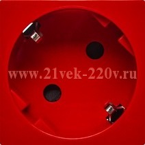 Розетка Daccord Metra45 2К+З 45° со шторками автозажим 2М, красная