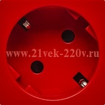 Розетка Daccord Metra45 2К+З 45° со шторками винтовой зажим 2М, красная