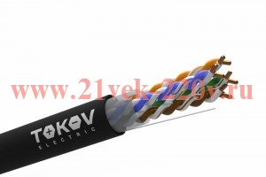 Кабель витая пара U/UTP 4х2х24AWG (0.48мм) кат.5E PE Fluke tested (м) TOKOV Electric TKE-C05-U/UTP-4