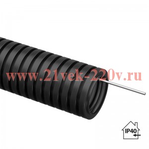 Труба гофрированная ПНД d20мм с протяжкой черн. (уп.10м) TOKOV ELECTRIC TKE-PND20-BL-10