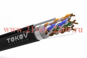 Кабель витая пара F/UTP 4х2х24AWG(0.51мм)+тросс кат.5E PE TOKOV PRO Fluke tested (м) TOKOV Eletrcic