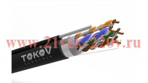 Кабель витая пара F/UTP 4х2х24AWG (0.52мм) +трос 1.2мм кат.5E PE Fluke tested (м) PRO TOKOV ELECTRIC