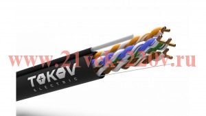 Кабель витая пара U/UTP 4х2х24AWG (0.52мм) + трос 1.2мм кат.5E PE Fluke tested (м) PRO TOKOV ELECTRI
