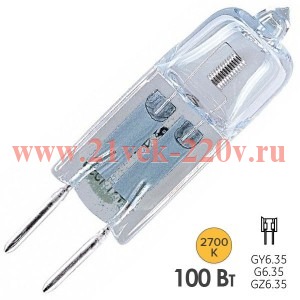 Лампа галогенная капсульная Foton HC CL 100W 24V GY6.35 прозрачная 615886