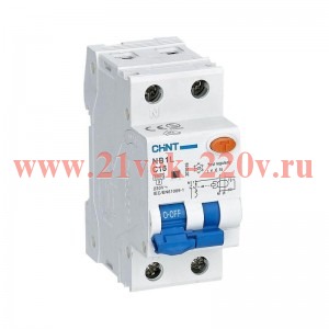 Дифференциальный автомат Chint NB1L С6А 1P+N 30мА тип AC однофазный электромеханический 10кА 2м (дифавтомат, АВДТ) 203104