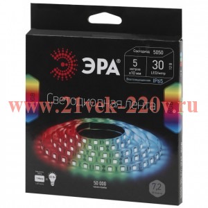 ЭРА 5055398613856 Лента светодиодная LS5050-30LED-IP65-RGB-5m