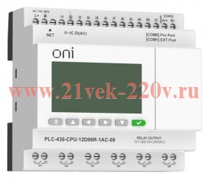 Модуль ЦПУ 12 DI 6 RO 220В AC с Ethernet портом с экраном ПЛК 430 ONI PLC-430-CPU-12D06R-1AC-00