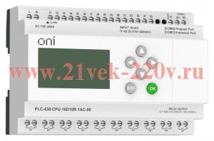 Модуль ЦПУ 16 DI 10 RO 220В AC с Ethernet портом с экраном ПЛК 430 ONI PLC-430-CPU-16D10R-1AC-00