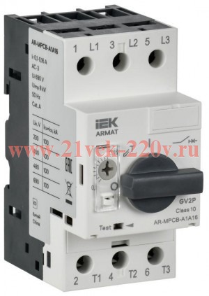 Выключатель автоматический защиты двигателя ARMAT A1 GV2P 0.1-0.16А IEK AR-MPCB-A1A16