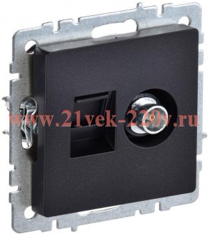 Розетка двойная ИЭК BRITE TV+RJ45 кат.5E черный (РТВ/РК12-БрЧ) BR-AK20-1-K02