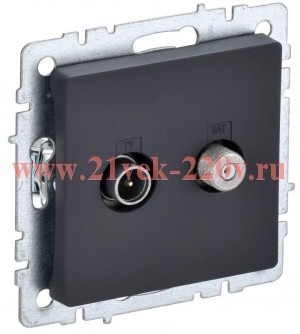 Розетка двойная ИЭК BRITE TV+SAT графит (РТВ/РСп12-БрГ) BR-AF20-O-K53