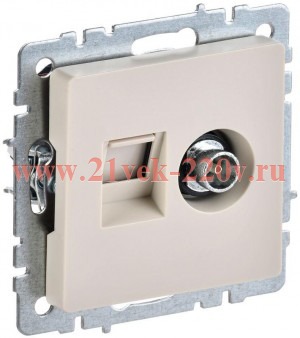 Розетка двойная ИЭК BRITE TV+RJ45 кат.5E бежевый (РТВ/РК12-БрКр) BR-AK20-1-K10