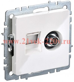 Розетка двойная ИЭК BRITE TV+RJ45 кат.5E белый (РТВ/РК12-БрБ) BR-AK20-1-K01