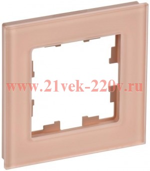 Рамка на 1 пост ИЭК BRITE стекло персиковый матовый (РУ-1-2-БрП) BR-M12-G-31-K96