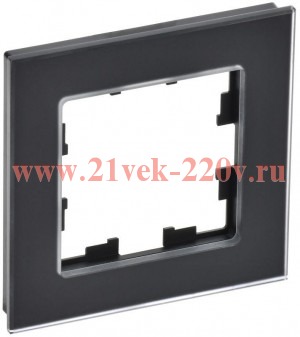 Рамка на 1 пост ИЭК BRITE стекло черный матовый (РУ-1-2-Бр) BR-M12-G-31-K02