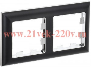 Рамка на 2 поста ИЭК BRITE пластик хром/черный (РУ-2-Бр) BR-M22-12-2-K23
