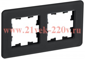 Рамка на 2 поста ИЭК BRITE стекло черный (РУ-2-2-Бр) BR-M22-G-41-K02