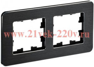 Рамка 2-м BRITE РУ-2-1-Бр метал. черн. RE AL IEK BR-M22-M-21-K02
