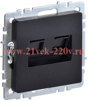 Розетка компьютерная двойная ИЭК BRITE RJ45 кат.5E черный (РК10-2-БрЧ) BR-K20-1-K02