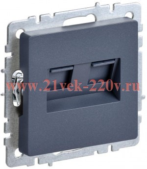 Розетка компьютерная двойная ИЭК BRITE RJ45 кат.5E маренго (РК10-2-БрМ) BR-K20-1-K35