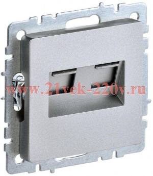 Розетка компьютерная двойная ИЭК BRITE RJ45 кат.5E алюминий (РК10-2-БрА) BR-K20-1-K47