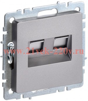 Розетка компьютерная двойная СП RJ45 кат.6 BRITE РК11-2-БрС сталь IEK BR-K20-2-K46