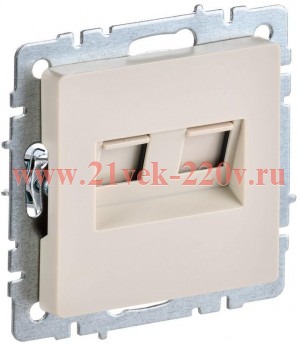 Розетка компьютерная двойная ИЭК BRITE RJ45 кат.6 бежевый (РК11-2-БрКр) BR-K20-2-K10
