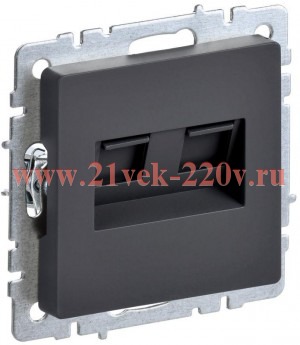 Розетка двойная ИЭК BRITE RJ11+RJ45 кат.5E графит (РК/Т12-БрГ) BR-KT20-O-1-K53
