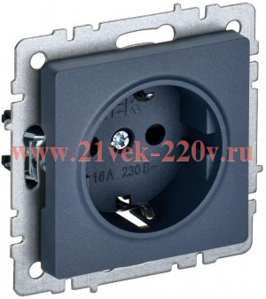 Розетка ИЭК BRITE 2P+E Schuko со шторками 16А маренго (РС14-1-0-БрМ) BR-R14-16-K35