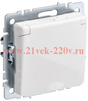 Розетка ИЭК BRITE 2P+E Schuko со шторками с крышкой 16А белый (РСбш10-3-БрБ) BR-R16-16-K01