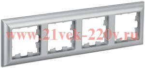 Рамка на 4 поста ИЭК BRITE пластик алюминий/алюминий (РУ-4-Бр) BR-M42-12-K47