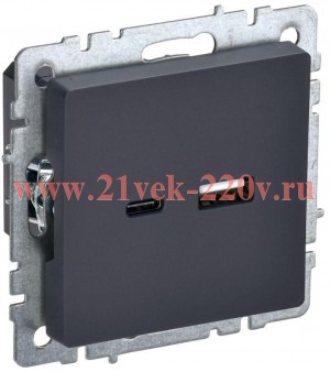 Зарядка ИЭК BRITE USB A+С 3,1А графит (РЮ11-1-БрГ) BR-U22-018-K53
