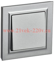Выключатель 1-клавишный ИЭК BRITE 10А в сборе алюминий (ВСР10-1-0-БрА) BR-V10-0-10-K47-F