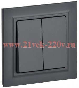 Выключатель 2-клавишный ИЭК BRITE 10А в сборе графит (ВСР10-2-0-БрГ) BR-V20-0-10-K53-F
