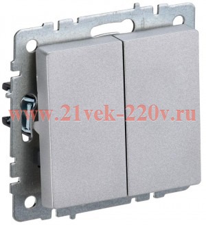 Выключатель 2-клавишный ИЭК BRITE 10А алюминий (ВС10-2-0-БрА) BR-V20-0-10-K47